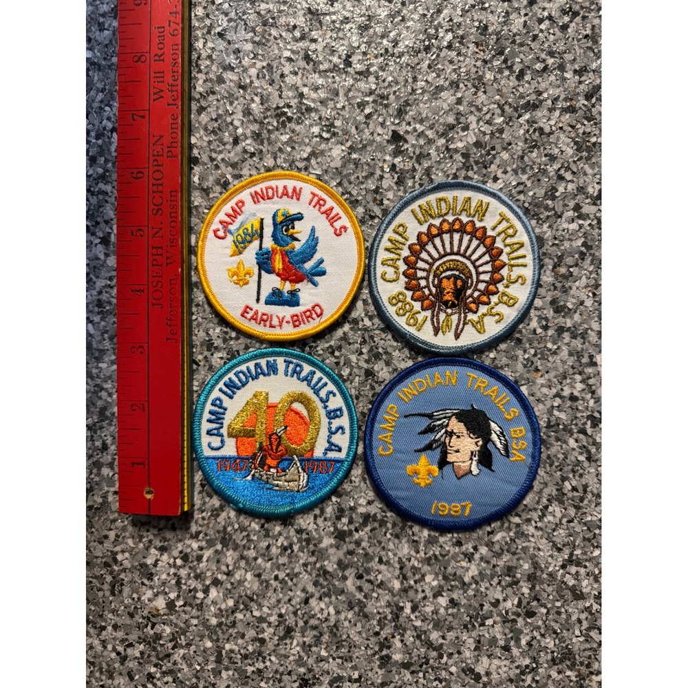 Vintage Camp Indian Trails BSA Patches 1984-1988 Boy Scouts Lot of 4 Wisconsin